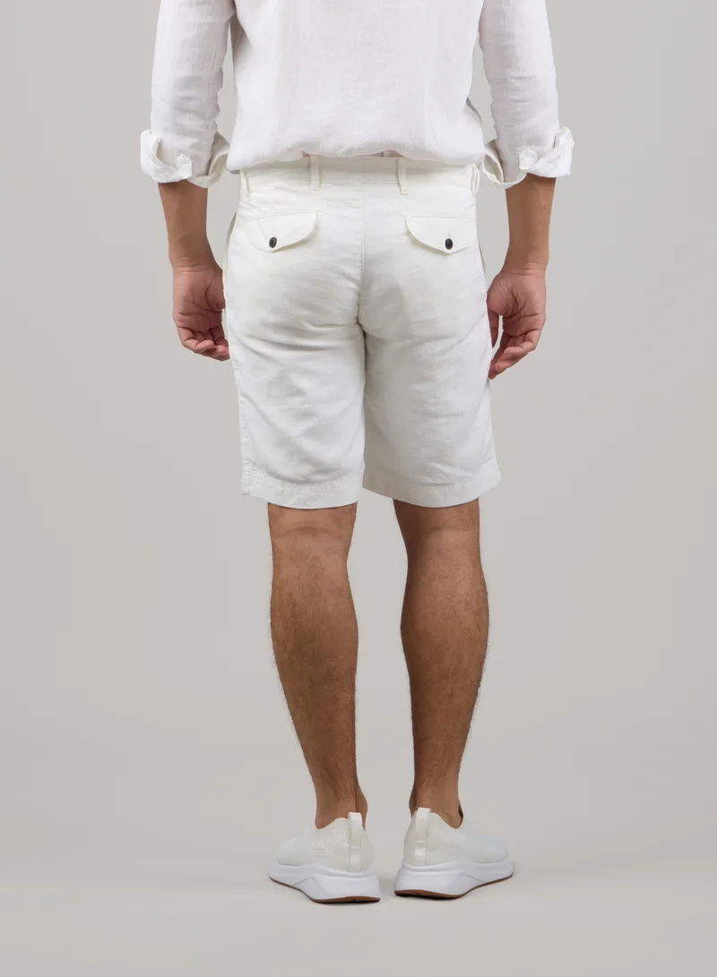 Just Nature White 100% Linen Classic Fit Resort Shorts for Men | Best Price UAE